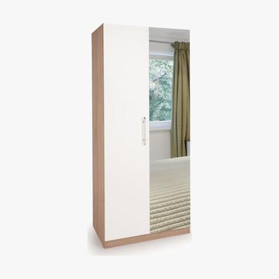 Dunelm Hyde Mirrored Double Wardrobe White/Natural