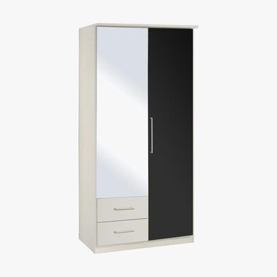Dunelm Greven White 2 Door 2 Drawer Mirrored Wardrobe White
