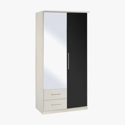 Dunelm Greven White 2 Door 2 Drawer Mirrored Wardrobe White