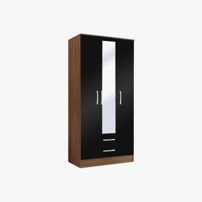 Dunelm Lynx Mirrored 3 Door Mirrored Wardrobe Black