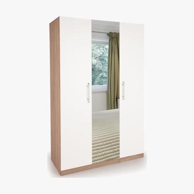 Dunelm Hyde Mirrored Triple Wardrobe White/Natural