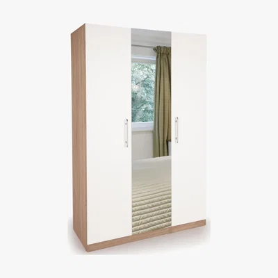 Dunelm Hyde Mirrored Triple Wardrobe White/Natural