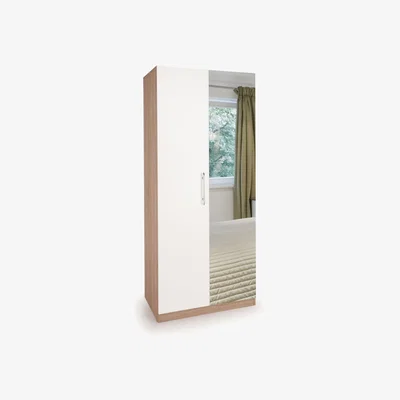 Dunelm Hyde Mirrored Double Wardrobe White/Natural