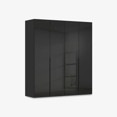 Furniture Village Rauch - Haven 201cm 4 Door Hinged Wardrobe with Glass Doors - Black Glass