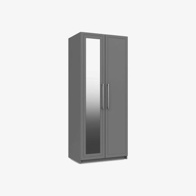 Furniture Village London Bedrooms - Bexley 2 Door Wardrobe with Mirror Door and Interior Lighting - Dust Grey Gloss