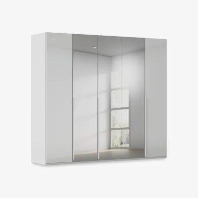 Furniture Village Rauch - Haven 251cm 5 Door Hinged Wardrobe with 2 Glass Doors and 3 Mirror Doors