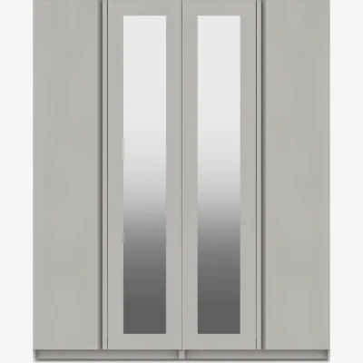 Furniture Village London Bedrooms - Kings Cross 4 Door Wardrobe with 2 Mirrors - Light Grey Gloss