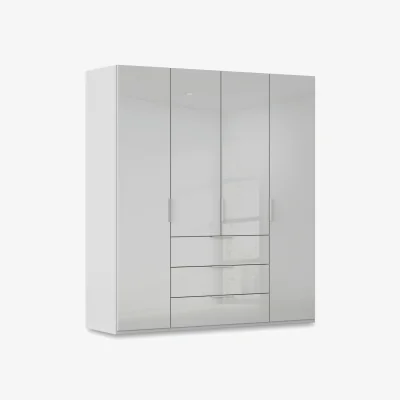 Furniture Village Rauch - Haven 201cm 4 Door Combi Wardrobe with Glass Doors - Silk Grey/Silk Grey Front