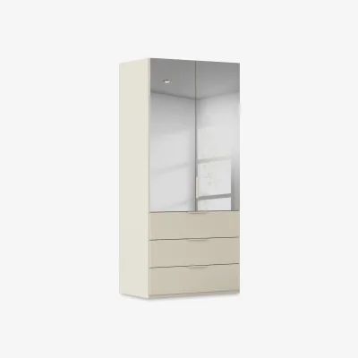 Furniture Village Rauch - Haven 101cm 2 Door Combi Wardrobe with Mirror Doors and Décor Drawers