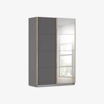 Furniture Village Rauch - Flavia 136cm 2 Door Decor Sliding Wardrobe with Mirror Door - Metallic Grey