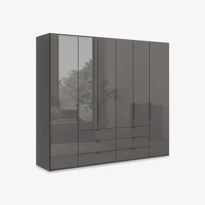 Furniture Village Wiemann - Amara 250cm 6 Door Combi Wardrobe with Glass Doors and Drawers