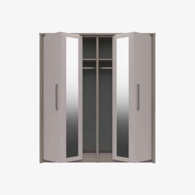 Furniture Village London Bedrooms - Euston 4 Door Bifold Wardrobe with Mirrors - Grey Oak/White Grey Gloss