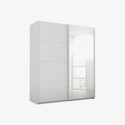Furniture Village Rauch - Lima 181cm 2 Door Sliding Wardrobe with 1 Decor Door and 1 Mirror Door 210cm Tall