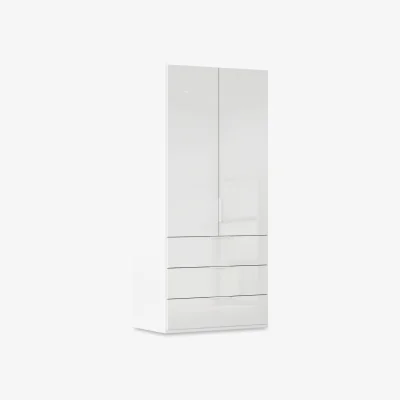 Furniture Village Rauch - Haven 101cm 2 Door Combi Wardrobe with Glass Doors - Alpine White
