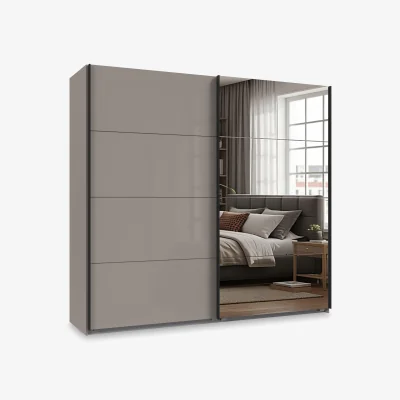 Furniture Village Wiemann - Antoni 225cm 2 Door Decor Sliding Wardrobe with 1 Glass and 1 Mirror Door