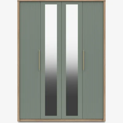 Furniture Village London Bedrooms - Chelsea 4 Door Tall Wardrobe with 2 Mirror Doors and Gold Handles