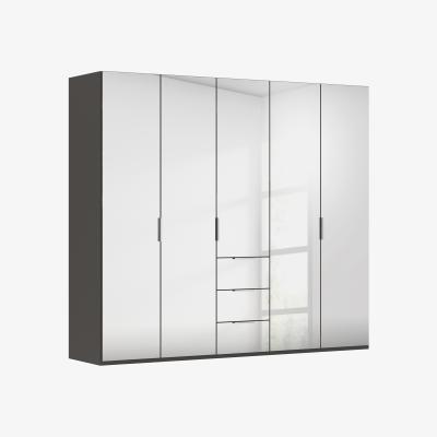 Furniture Village Rauch - Formes 5 Door Bifold Combi Mirror Wardrobe - Graphite/Basalt Front