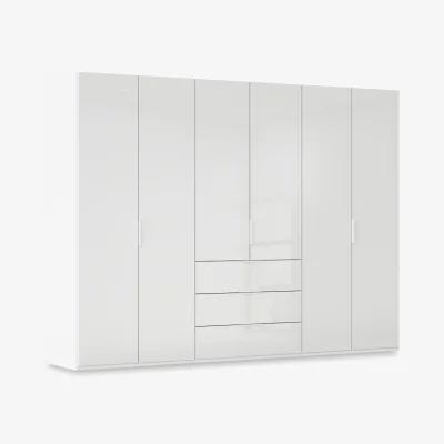 Furniture Village Rauch - Haven 301cm 6 Door Combi Wardrobe with Glass Doors - Alpine White