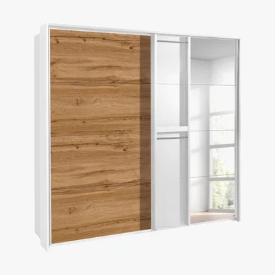 Furniture Village Rauch - Indiana Sliding Door Wardrobe with Mirror - 235-cm - Brown