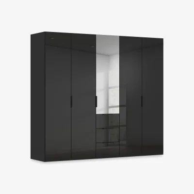 Furniture Village Rauch - Haven 251cm 5 Door Combi Wardrobe with 4 Glass Doors and 1 Mirror Door