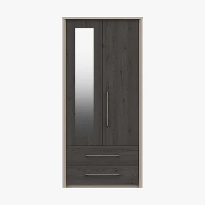 Furniture Village London Bedrooms - Paddington 2 Door 2 Drawer Wardrobe with Mirror - Black
