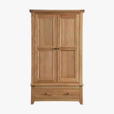 Furniture Village California Solid Oak Wardrobe with Drawer - Brown