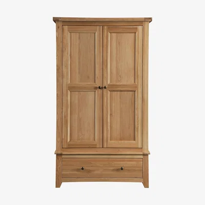 Furniture Village California Solid Oak Wardrobe with Drawer - Brown