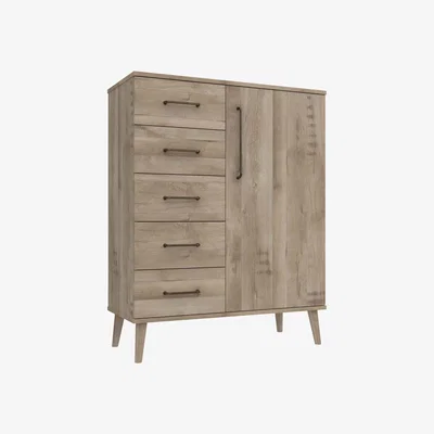 Furniture Village London Bedrooms - Finchley 5 Drawer Chest with Wardrobe - Italian Natural Oak