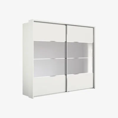 Furniture Village Wiemann - Oakland 260cm Sliding 2 Door Wardrobe with Passe-Partout Frame and Crystal Mirror - White