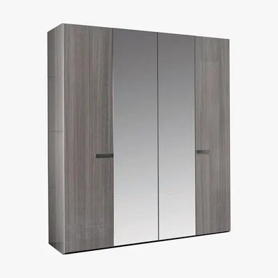 Furniture Village ALF - Movado 4 Door Wardrobe with Mirrors - Grey