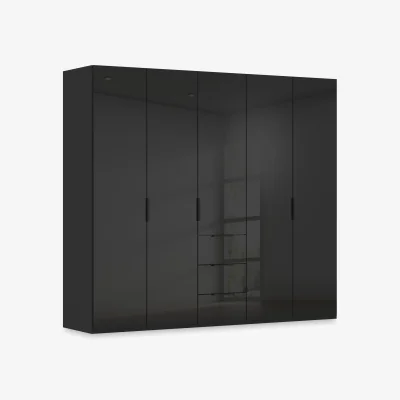 Furniture Village Rauch - Haven 251cm 5 Door Combi Wardrobe with Glass Doors