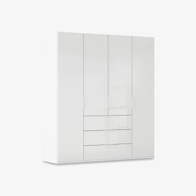Furniture Village Rauch - Haven 201cm 4 Door Combi Wardrobe with Glass Doors - Alpine White