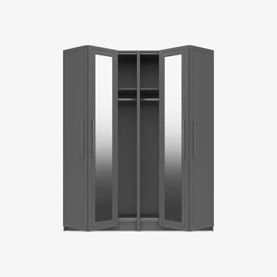 Furniture Village London Bedrooms - Bexley 4 Door Bifold Wardrobe with 2 Mirror Doors - Dust Grey Gloss