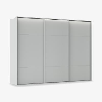 Furniture Village Rauch - Haven 310cm 3 Door Slider Wardrobe with Décor Doors and Lights - Silk Grey/Silk Grey Front