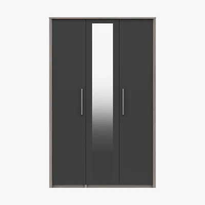 Furniture Village London Bedrooms - Euston 3 Door Tall Wardrobe with Mirrors - Grey