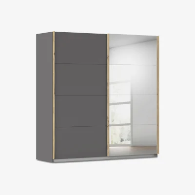 Furniture Village Rauch - Flavia 226cm 2 Door Decor Sliding Wardrobe with Mirror Door - Metallic Grey