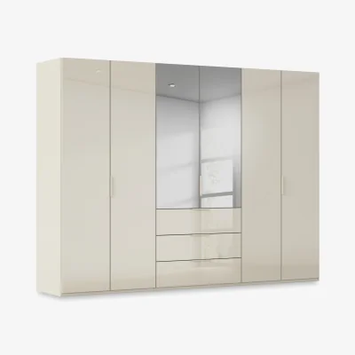 Furniture Village Rauch - Haven 301cm 6 Door Combi Wardrobe with 4 Glass Doors and 2 Mirror Doors