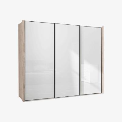 Furniture Village Wiemann - Dallas 260cm 3 Door Sliding Glass Wardrobe - Oak and White