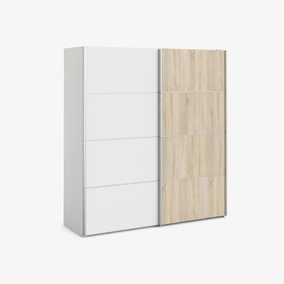 Furniture123 Verona Oak and White 2 Door Sliding Wardrobe - 180cm