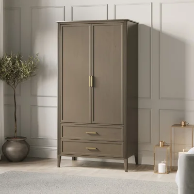 Furniture123 Dark Wood 2 Door Double Wardrobe with Drawers - Delilah