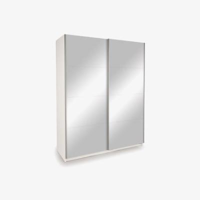 Furniture123 Double Mirror Sliding White Wardrobe - Evana