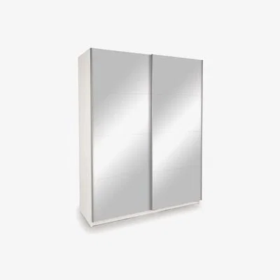 Furniture123 Double Mirror Sliding White Wardrobe - Evana