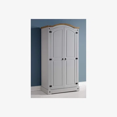 Furniture123 Seconique Corona 2 Door Wardrobe in Grey/Distressed Waxed Pine
