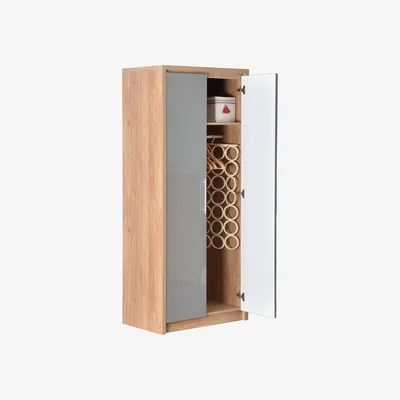 Furniture123 Seconique Seville 2 Door Wardrobe in Light Oak/Grey High Gloss