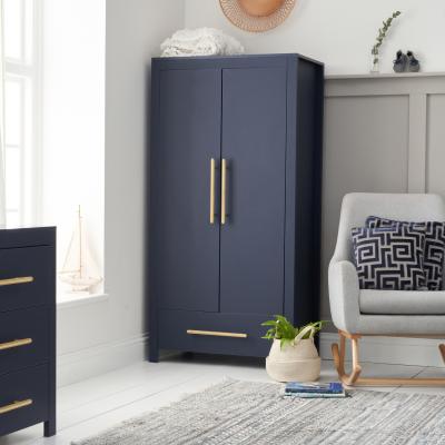 Furniture123 Tivoli Wooden Wardrobe with Drawer in Navy - Tutti Bambini