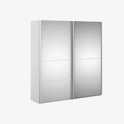 Furniture123 Verona White and Full Mirrored Door 2 Door Sliding Wardrobe - 180cm