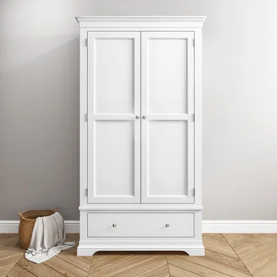 Furniture123 White 2 Door 1 Drawer Wardrobe - Olivia