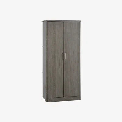 Furniture123 Seconique Lisbon 2 Door Wardrobe in Black Wood Grain