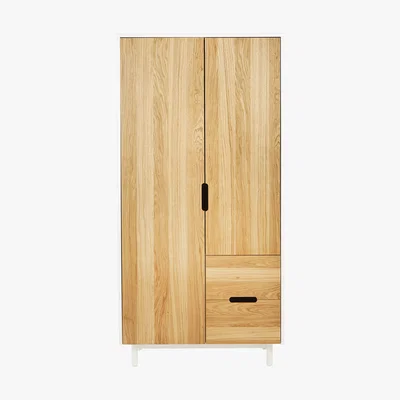 Habitat Bumble White And Oak 2 Door Wardrobe, White And Oak