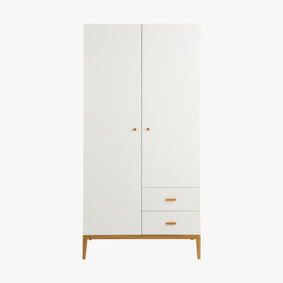 Habitat Tatsuma Ash White 2 Door Wardrobe, White